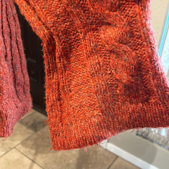 Wool Blend Orange Harvest 3 Button Cable Sweater - Picture 3 of 12